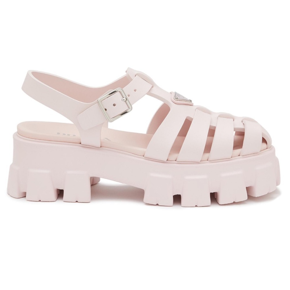 Prada Monolith Logo Plaque Platform Fisherman Sandals - Picture 2 of 10